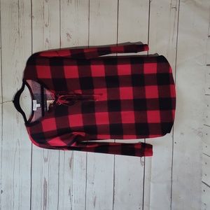 Buffalo Print Long Sleeve Lace Up Top